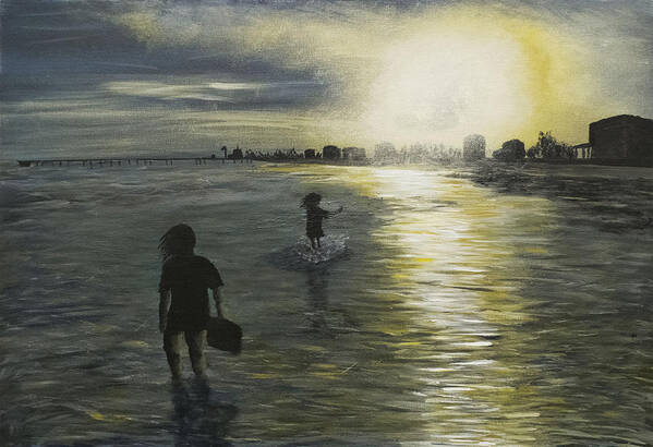 Biloxi Art Print featuring the painting Mother and Daughter by Davend Dom