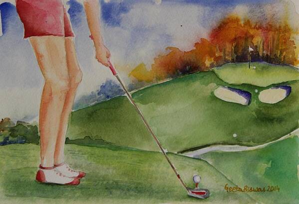 Golf Art Print featuring the painting Motivation for Golfer SOLD by Geeta Yerra