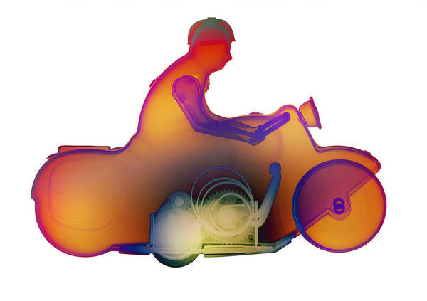 Tin Toy Motorcycle X-ray Art Photography Art Print featuring the photograph Motorcycle X-ray No. 2 by Roy Livingston