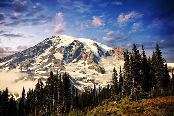 Snow Art Print featuring the photograph Mount Ranier by Ches Black