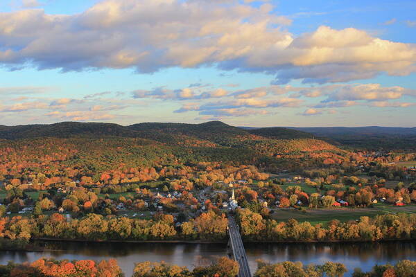 Connecticut River Art Print featuring the photograph Mount Sugarloaf and Sunderland Autumn Evening by John Burk