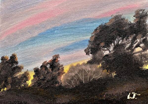 Mountain Sunset Art Print featuring the painting Mountain Sunset by Warren Thompson