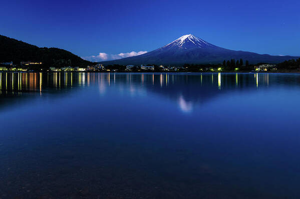 Fujikawaguchiko Art Print featuring the photograph Mt Fuji - Blue Hour by Craig Szymanski