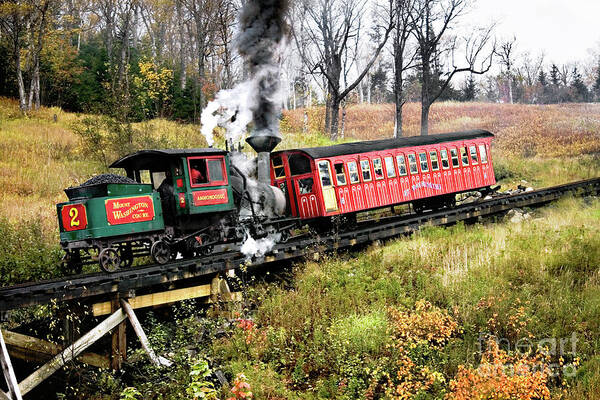 Cog Railway Art Print featuring the photograph Mt Washington Cog Railway and Train by Sherry Curry