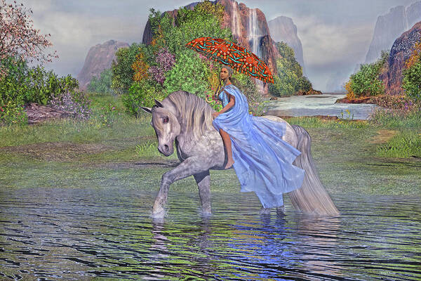 Horse Art Print featuring the digital art My Favorite Time of the Day by Betsy Knapp