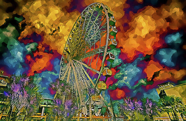 Myrtle Beach Art Print featuring the photograph Myrtle Beach Skywheel Abstract by Bill Barber