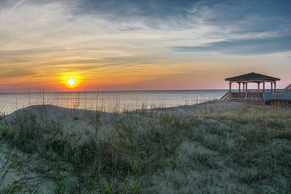 Nags Head Art Print featuring the photograph Nags Head Sunrise with Gazebo by WAZgriffin Digital