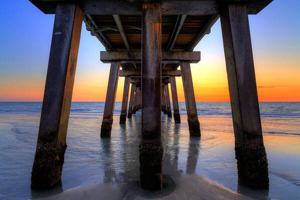 Architecture Art Print featuring the photograph Naples Pier Sunset by Raul Rodriguez