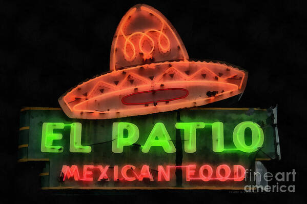 Neon Art Print featuring the painting Neon Sign Series Mexican Food Austin Texas by Edward Fielding