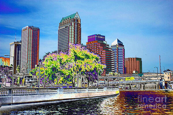 Tampa Art Print featuring the photograph Neon Tampa by Carol Groenen