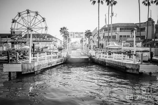 America Art Print featuring the photograph Newport Beach Ferry Dock Black and White Photo by Paul Velgos