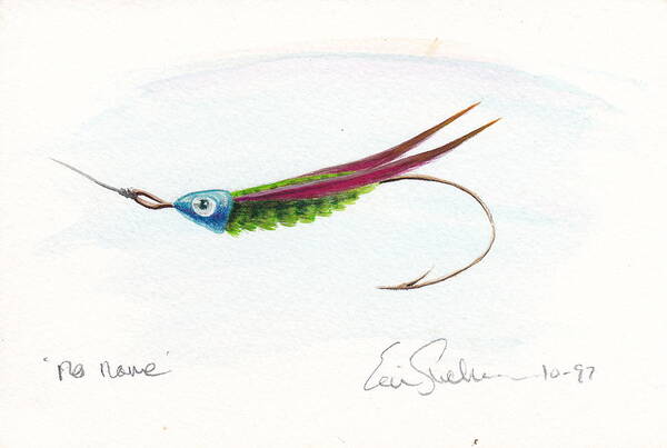Fishing Fly Cartoon Art Print featuring the painting No Name Fly by Eric Suchman