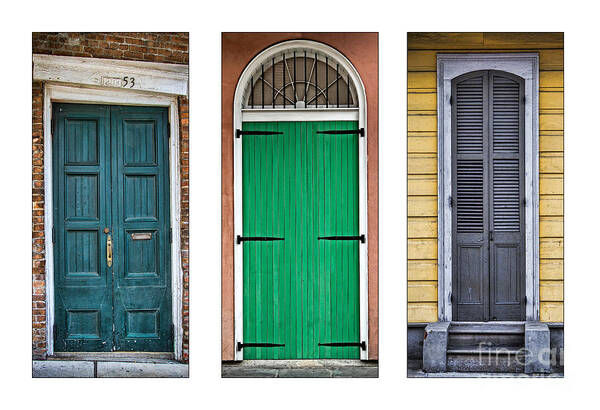 New Orleans Art Print featuring the photograph NOLA Doors Triptych #1 by Jarrod Erbe