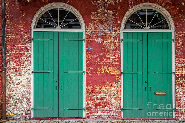 New Orleans Art Print featuring the photograph NOLA Green Doors by Jarrod Erbe