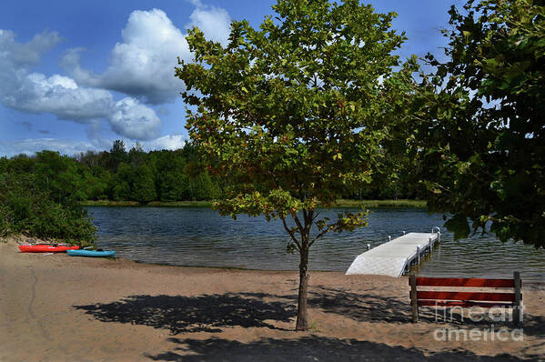Michigan Art Print featuring the photograph North Bar Lake Canoes by Amy Lucid