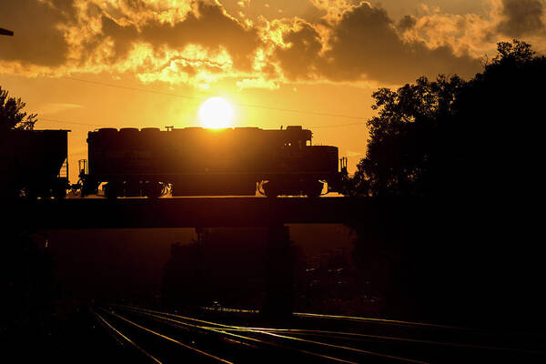 Norfolk Southern Art Print featuring the photograph NS Local at Sunset by Cory Claxon