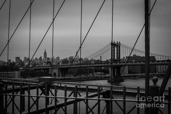 2015 Art Print featuring the photograph NY Skyline from Brooklyn Bridge by Franz Zarda