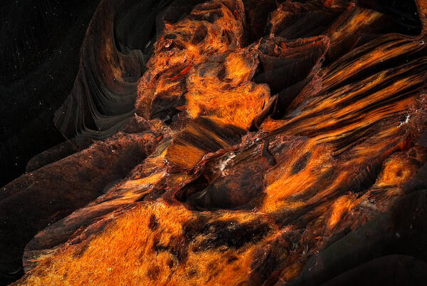 Abstract Nature Art Print featuring the photograph Obsidian Rock - Lava Flow by Onyonet Photo Studios