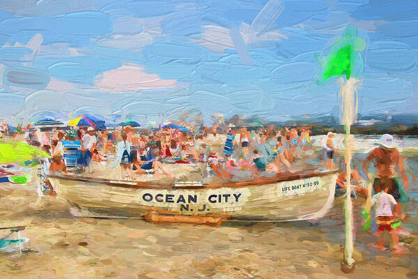 Ocean City Rescue Art Print featuring the photograph Ocean City Rescue Boat 2 by Allen Beatty