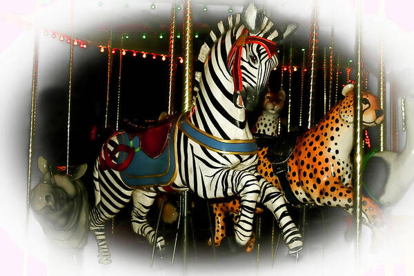 Zebra. Horse Art Print featuring the photograph Oh Carousel by Cathy Harper