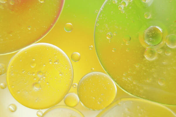 Water Art Print featuring the photograph Oil and water bubbles by Andy Myatt