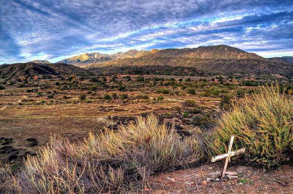 Landscape Cross Brush Valley Art Print featuring the photograph Ojai Cross by Wendell Ward