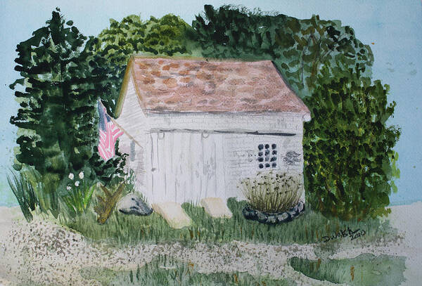 Barn Art Print featuring the painting Old Barn in Eastham MA by Donna Walsh