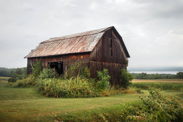 Barn Art Print featuring the photograph Old barn on Seneca lake - Finger Lakes - New York State by Gary Heller