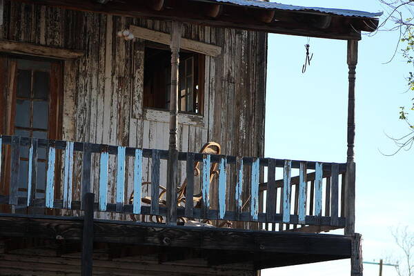 Old West Art Print featuring the photograph Old Blue Balcony by Colleen Cornelius