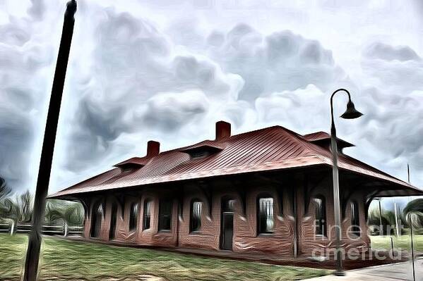 Old Burkeville Station Art Print featuring the mixed media Old Burkeville Station by Robin Coaker