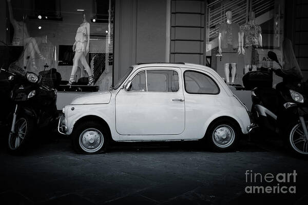 Car Art Print featuring the photograph Old Fiat on the streets of Florence by Edward Fielding