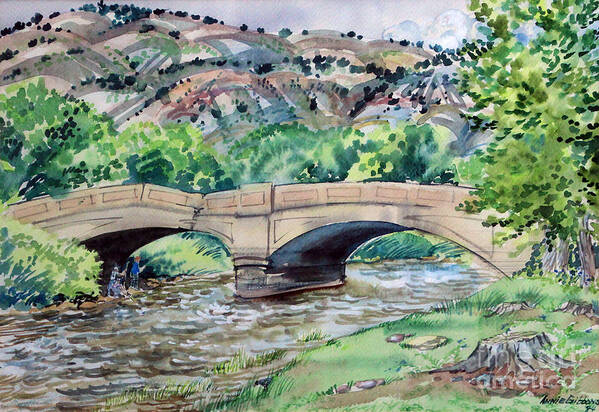  Copy Of Plein Air Watercolor Painting By Annie Gibbons Art Print featuring the painting Old Gypsum Bridge by Annie Gibbons