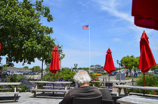 Old Man Art Print featuring the photograph Old man and Flag - Full Frame by Erik Burg