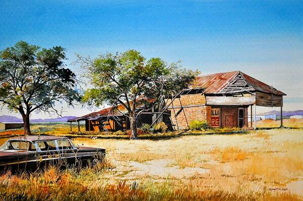 Landscape Art Print featuring the painting Old Route 66 by Robert W Cook