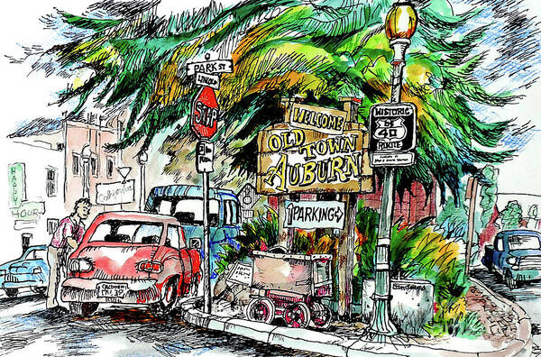 Auburn Art Print featuring the painting Old Town Auburn by Terry Banderas