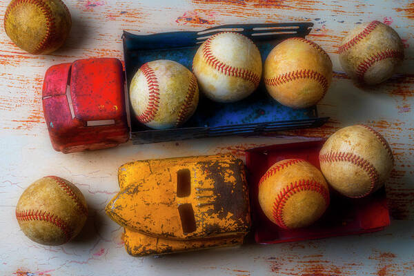 Baseballs Art Print featuring the photograph Old Trucks And Baseballs by Garry Gay