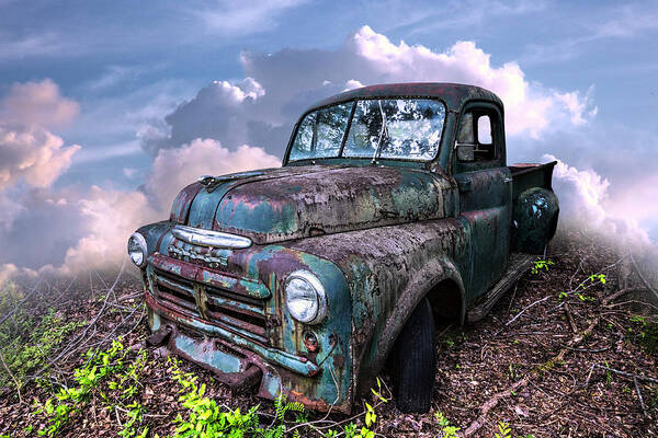 1940s Art Print featuring the photograph Old Vintage Dodge Truck in Soft Summer Sunset Tones by Debra and Dave Vanderlaan