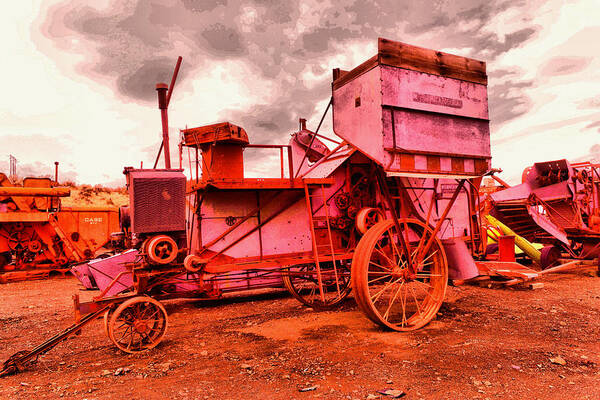 Harvestor Art Print featuring the photograph Old wheat harvestor by Jeff Swan
