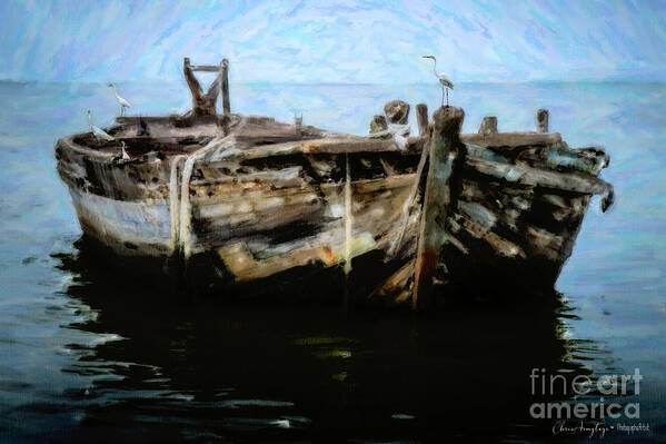 Nautical Art Print featuring the painting Old Wooden Fishing Boat by Chris Armytage