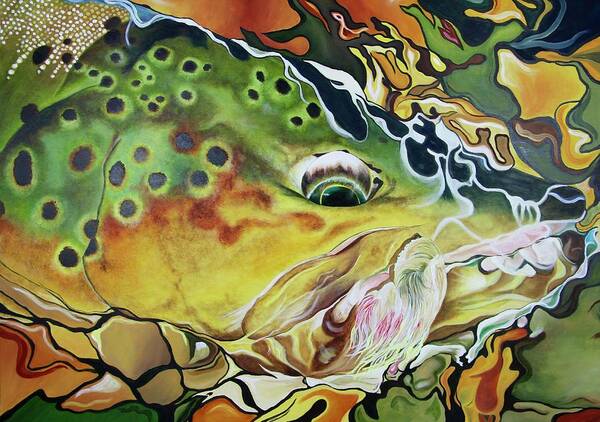 Brown Trout Art Print featuring the painting Olive Brown by Lacey Hermiston