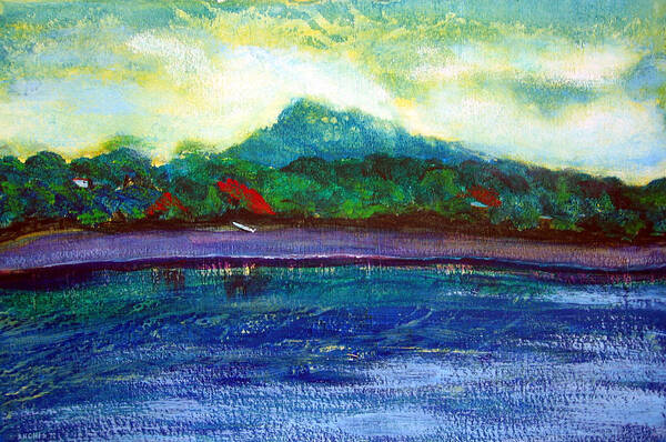 Volcano Art Print featuring the painting Ometepe Island 1 by Sarah Hornsby