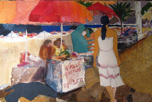 Watercolor Art Print featuring the mixed media On the Beach in Rio by Carole Johnson