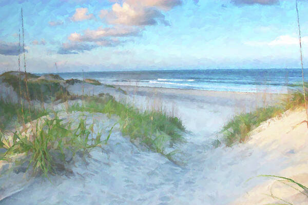 Beach Art Print featuring the digital art On The Beach Watercolor by Randy Steele