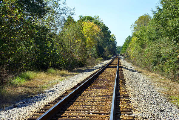 Railroad Tracks.railroad Photos Art Print featuring the photograph On The Road Again by Skip Willits