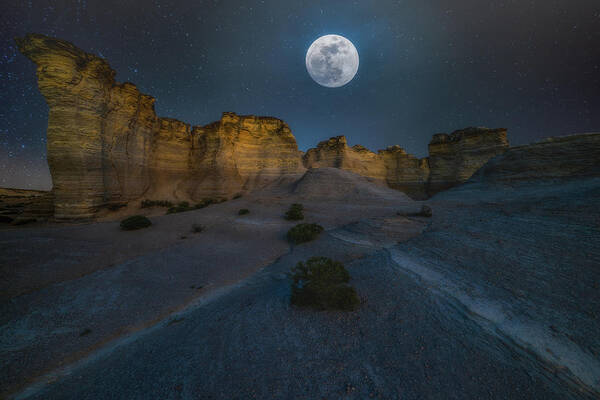 Blue Moon Art Print featuring the photograph Once in a Blue Moon by Darren White