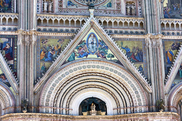 Duomo Art Print featuring the photograph Orvieto Duomo Facade Close-up by Sally Weigand