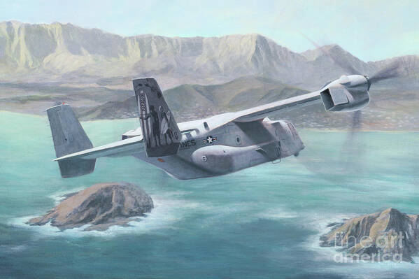 Mcas Art Print featuring the painting Osprey Over the Mokes by Stephen Roberson
