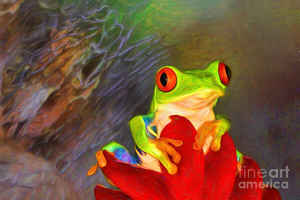 Macro Red Eyed Tree Frog Art Print featuring the photograph Painted Red Eyed Tree Frog by Mary Lou Chmura