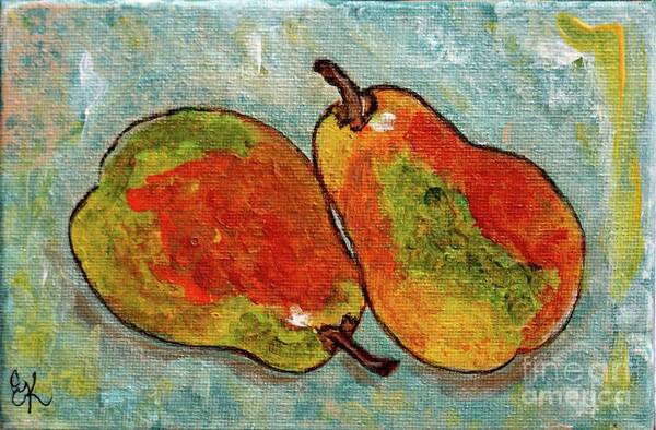 Pears Art Print featuring the painting Pair of Pears by Ella Kaye Dickey