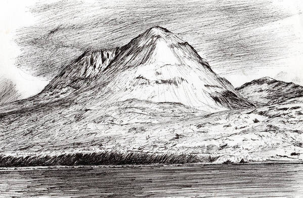 Jura Art Print featuring the drawing Paps of Jura by Vincent Alexander Booth